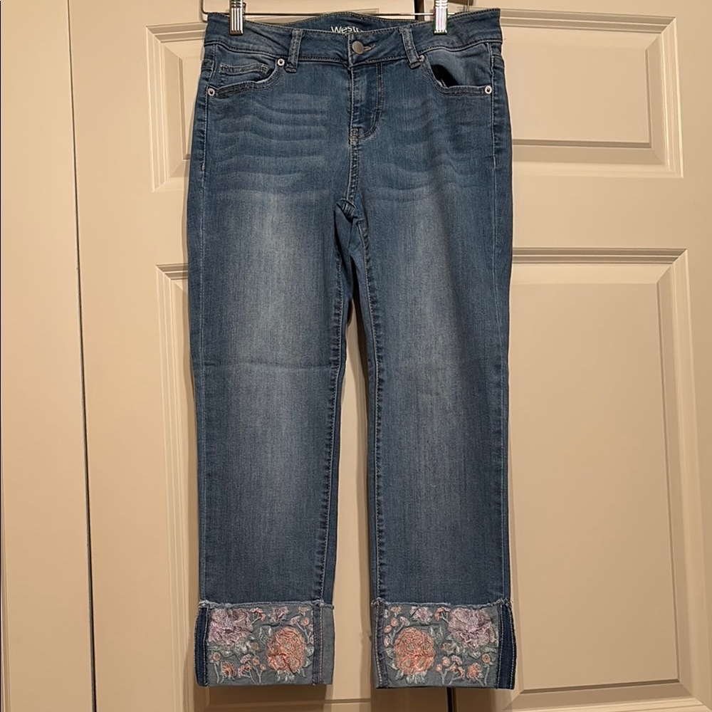 Blue Jeans with Floral Cuffs